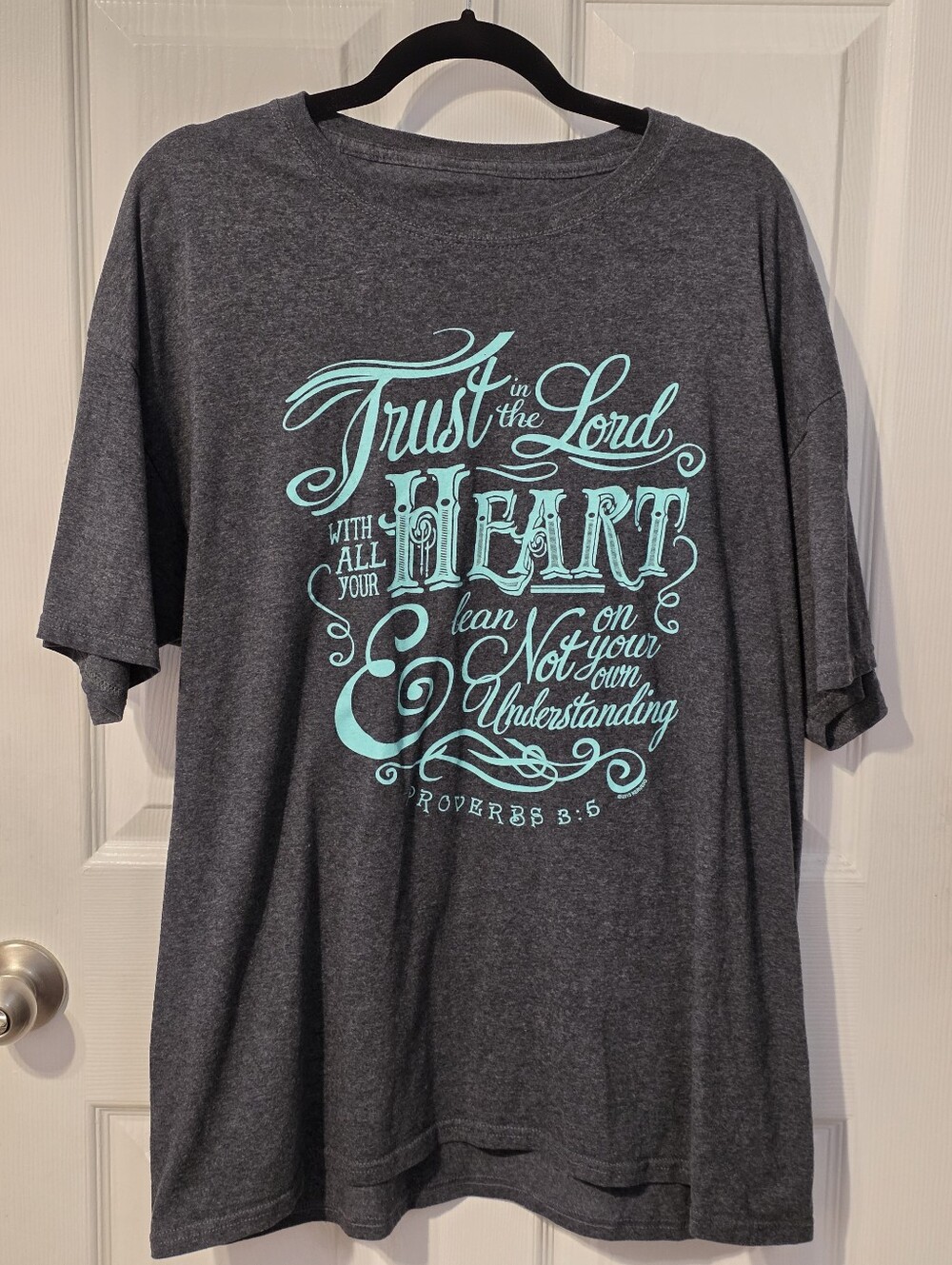 Trust In The Lord Proverbs 3:5 Heather Gray Short Sleeve Tee By Kerusso Size XL